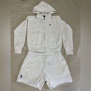 White Polo Short Sweat set